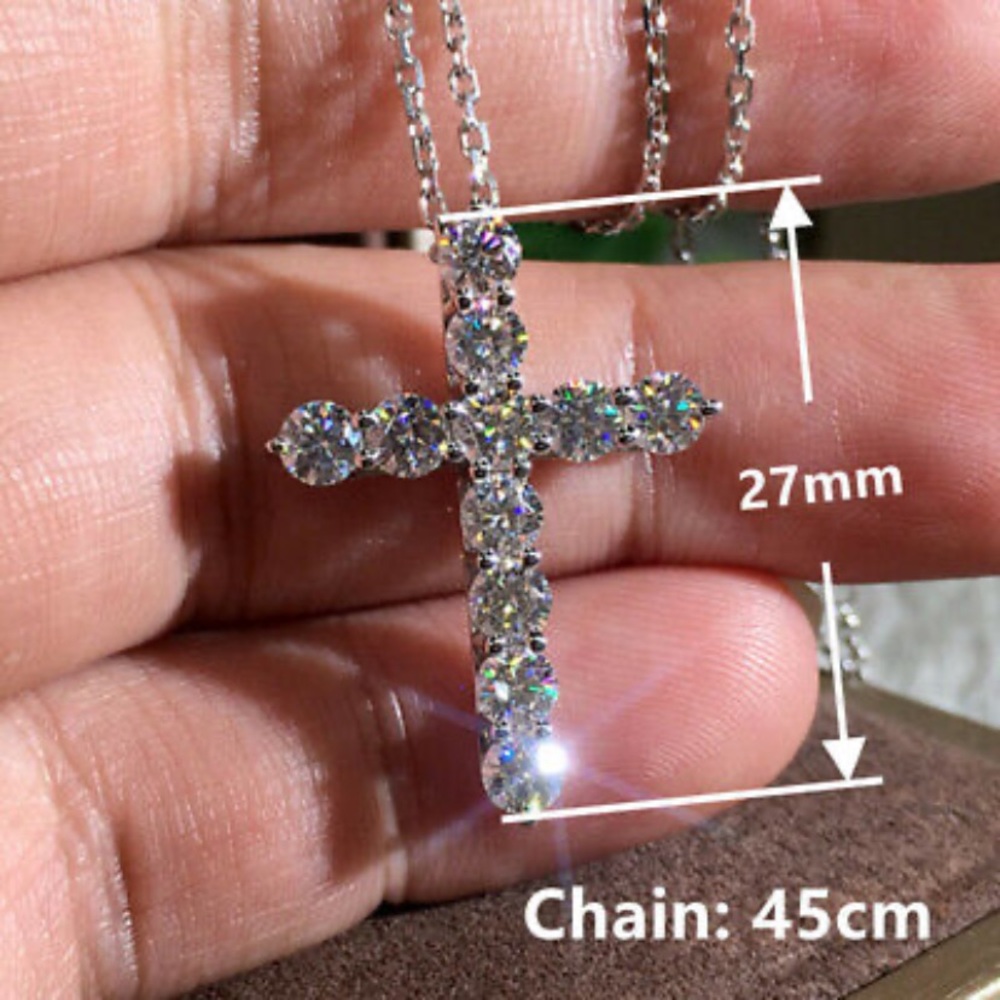 NWT STERLING SILVER CROSS PENDANT NECKLACE - Picture 9 of 9